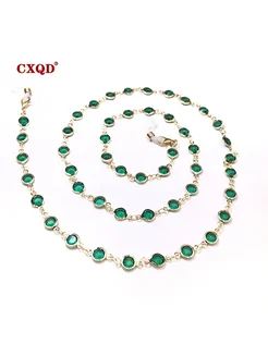 CXQD Цепочка для очков gold green 75cm