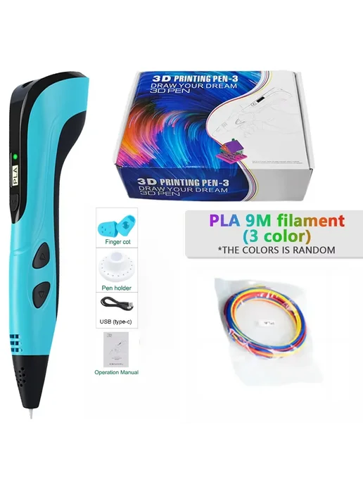 3D-ручка с LED-дисплеем для детей Blue add 9M PLA, синий