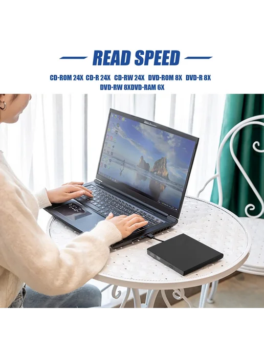 Нет бренда Портативный внешний CD-DVD привод N24R-USB 2.0, вариант, фото 2