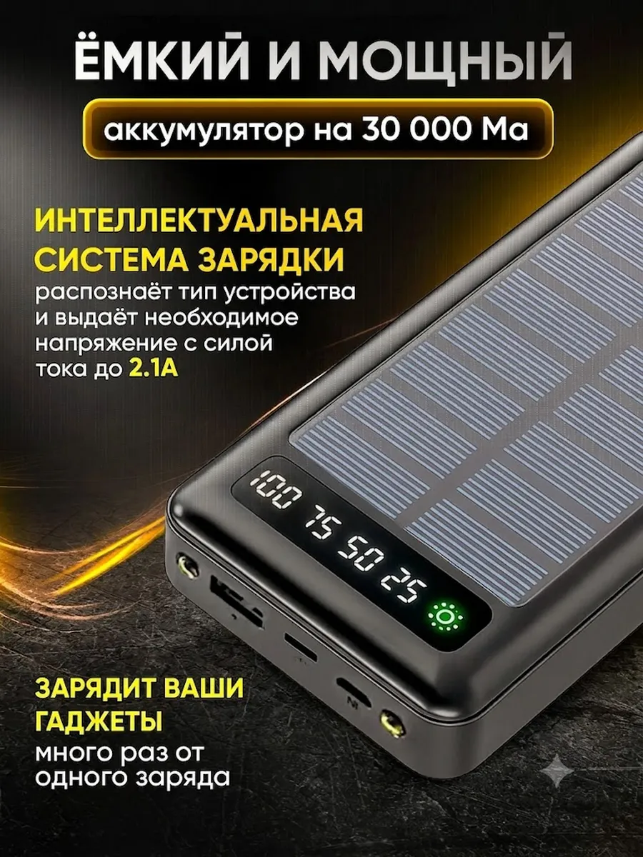 Внешний аккумулятор Повербанк Power bank 30000 мАч — фото 2