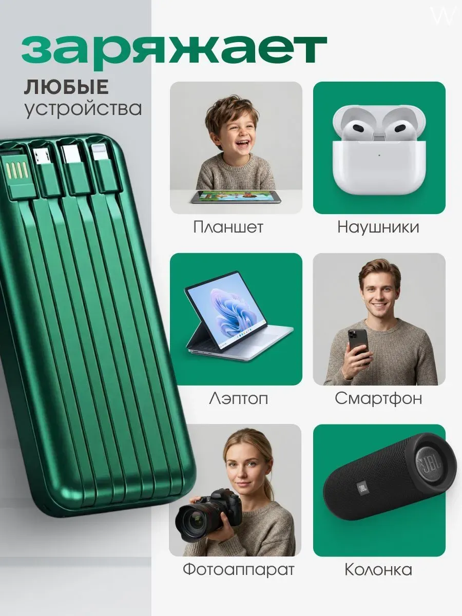 Внешний аккумулятор Повербанк Power bank 20000 мАч — фото 3