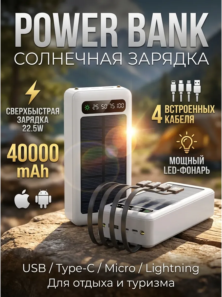 Внешний аккумулятор Повербанк Power bank 60000 мАч — фото 1