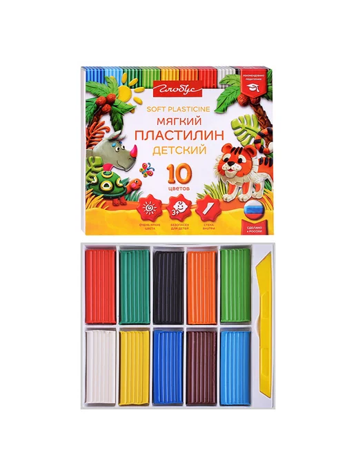 Нет бренда Мягкий детский пластилин, 10 цветов, 10 цв.