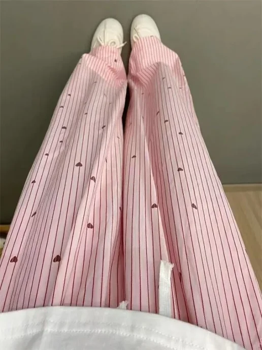 Mystflora Женские летние брюки в полоску Polyester, розовый, фото 5