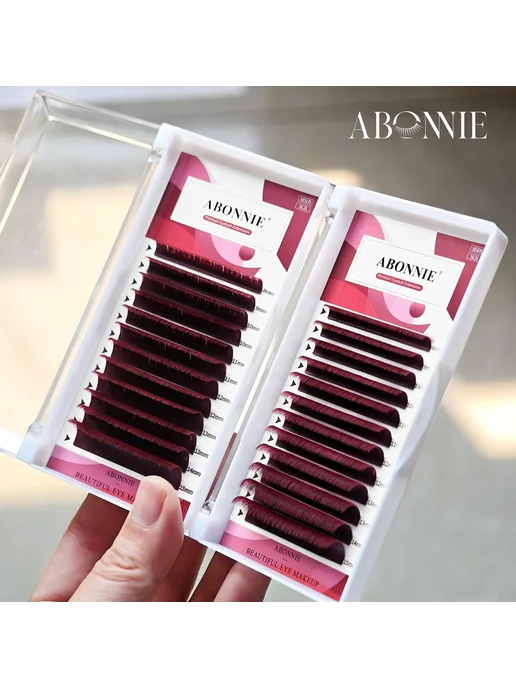 ABONNIE ресницы Easy Fanning C 0,07 мм MIX 8-15 Wine Red, красный, фото 5