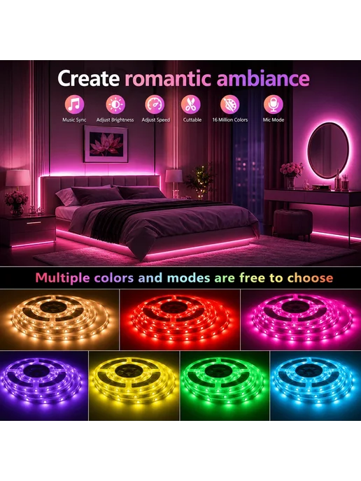 saimili Саимили RGB светодиодная лента 5В Bluetooth 3m, 5m, фото 5