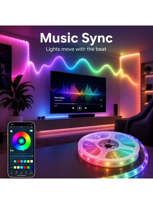 saimili Саимили RGB светодиодная лента 5В Bluetooth 3m, 1m, фото 6