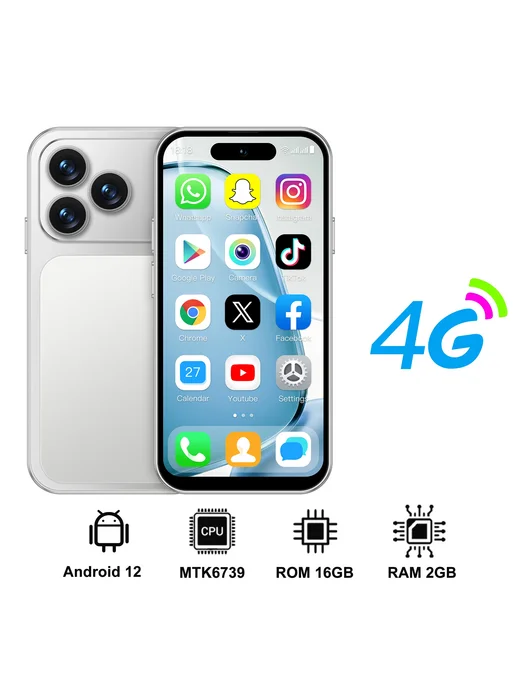 Смартфон SERVO S4pro Mini Pocket 2/16 ГБ, серебристый