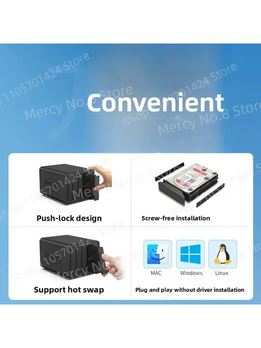 Нет бренда TERRAMASTER D2 D4-320 Корпус расширения NAS 4 отсека, Нет бренда D2 Корпус, фото 4