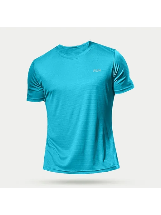 YOUONGWEAR Мужские быстросохнущие футболки для бега из полиэ, голубой