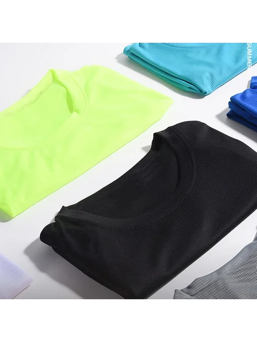 YOUONGWEAR Мужские быстросохнущие футболки для бега из полиэ, красный, фото 3