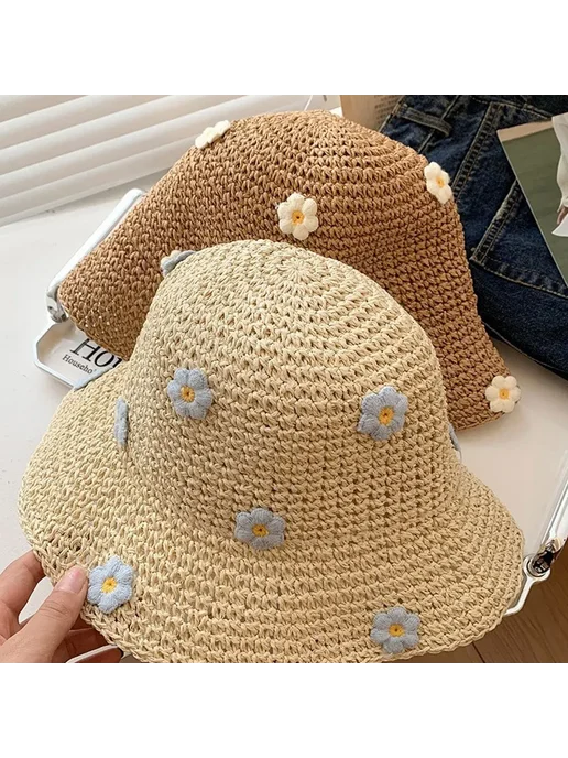 Нет бренда Соломенная панама для женщин Beige, бежевый, фото 5