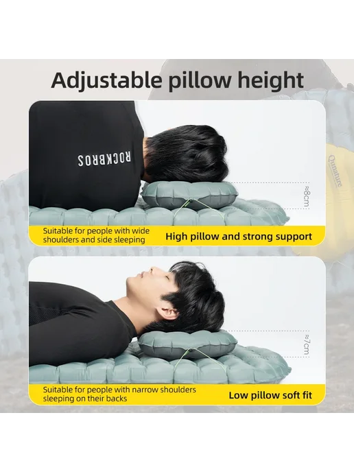 Надувная подушка для кемпинга Qunature, Rock gray, 70g, 70 г, фото 7
