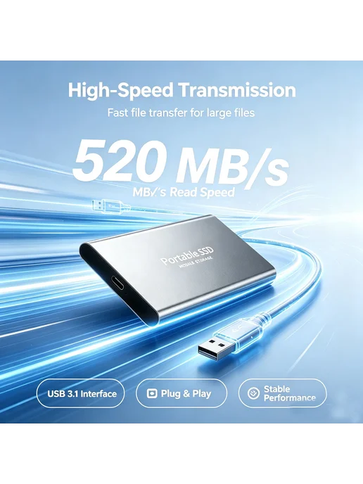 Портативный SSD Samsung 32TB Silvery, 32 ТБ, фото 7