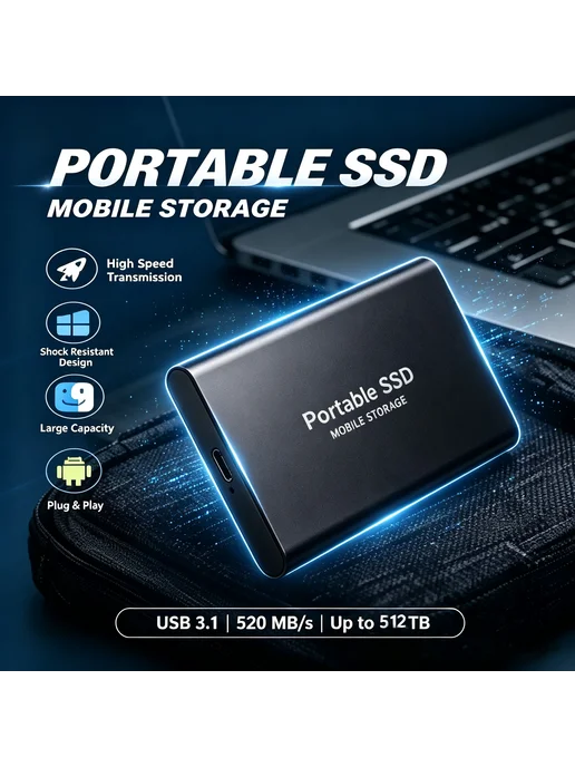 Портативный SSD Samsung 32TB Silvery, 64 ТБ, фото 3