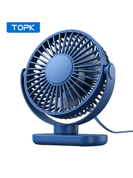 TOPK Портативный USB-вентилятор 3 скоростей Белый, White, белый, фото 2