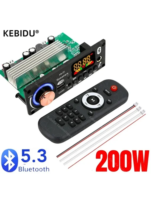 kebidu Bluetooth 5.3 MP3 Декодер-усилитель 200W DC 7V-24V1, 200 Вт, фото 2