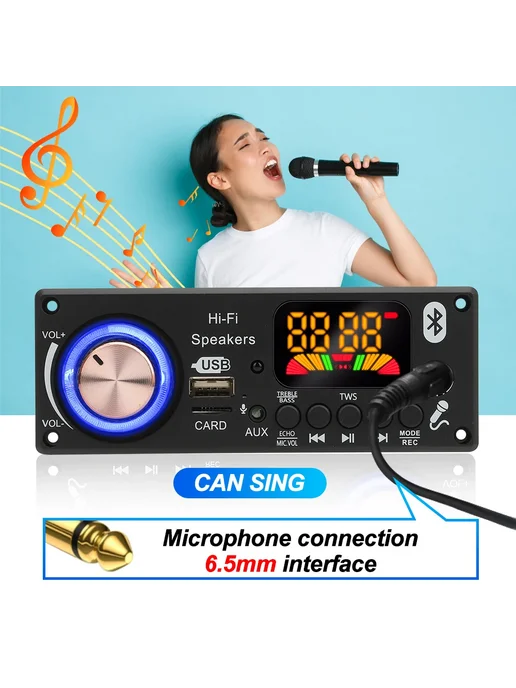 kebidu Bluetooth 5.3 MP3 Декодер-усилитель 200W DC 7V-24V1, 200 Вт, фото 4