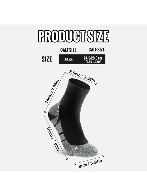 Нет бренда Компрессионные спортивные носки WRELS COOLMAX до колена, серый, фото 7