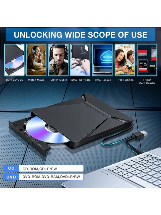 Нет бренда Внешний оптический привод Blu-Ray USB 3.0, записывающее устр, вариант, фото 2