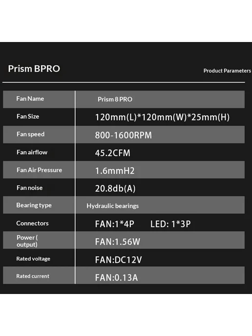Нет бренда Вентилятор PRISM 8PRO A-RGB Black Reverse 3PCS, 5 шт, фото 6