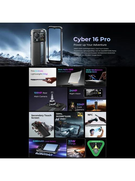 Смартфон Blackview Cyber 16 Pro 8/512 ГБ, черный, фото 3