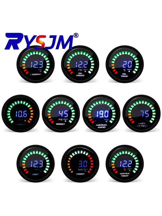 RYSJM Датчик Air Fuel Ratio 52мм, 12В, цифровой, черный, черный, фото 3