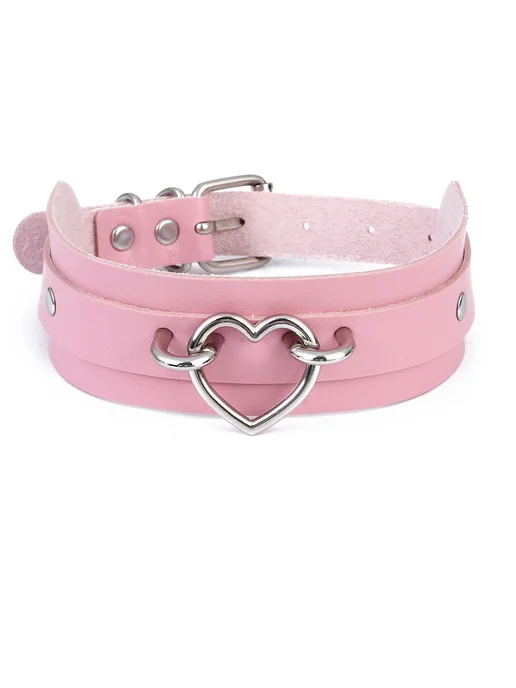 FNQUFUJ кожаный чокер pink1, розовый