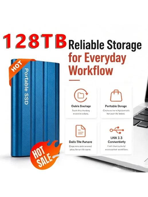 Портативный SSD Samsung 128TB Golden, 128 ТБ, фото 5