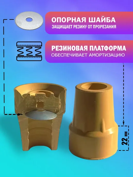 Наконечники для костылей трости насадка на ходунки, желтый, фото 3