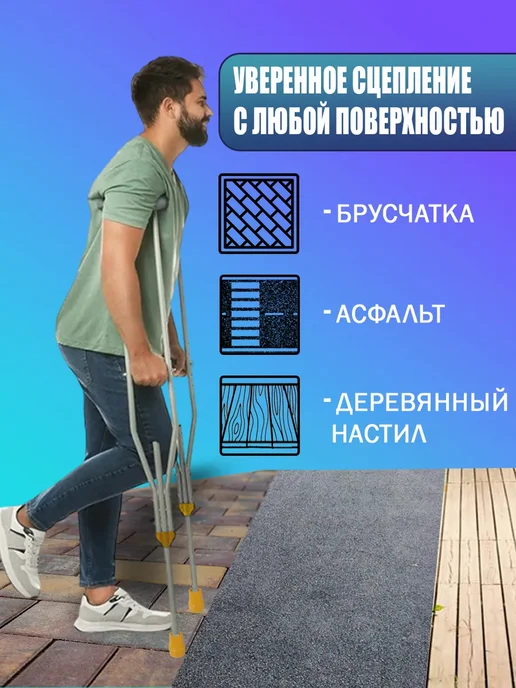 Наконечники для костылей трости насадка на ходунки, желтый, фото 5