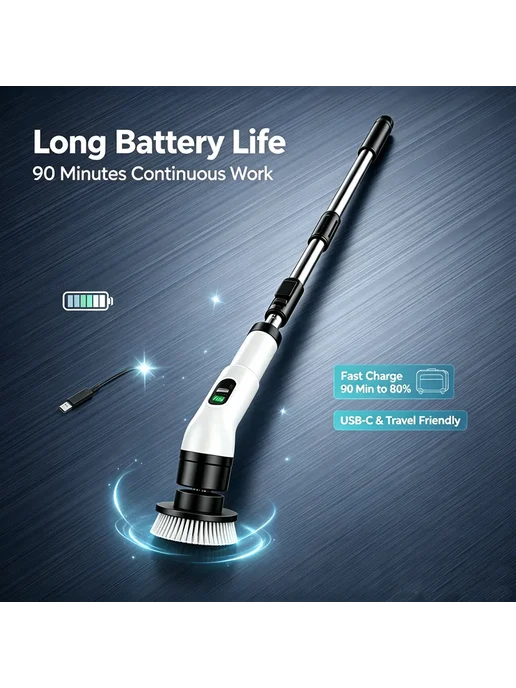 Zqoxinnova Cordless Spin Scrubber E-Clean-HyperAI, черный, фото 5