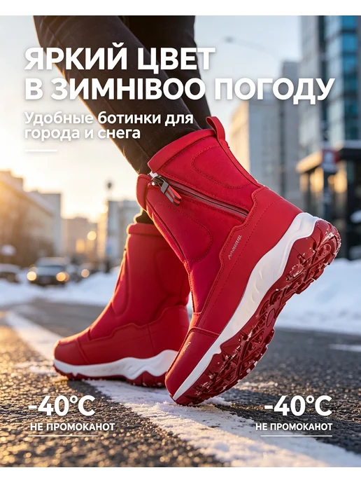 Columbia Зимние утепленные сапоги до -40 градусов, боковая молния, красный, фото 3