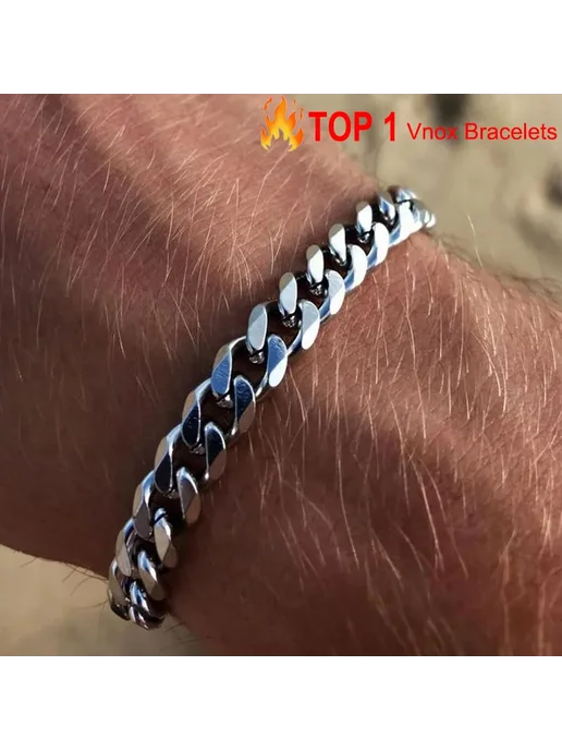 Нет бренда Браслет мужской черный цепь 21 см, 11mm Black, черный, фото 2