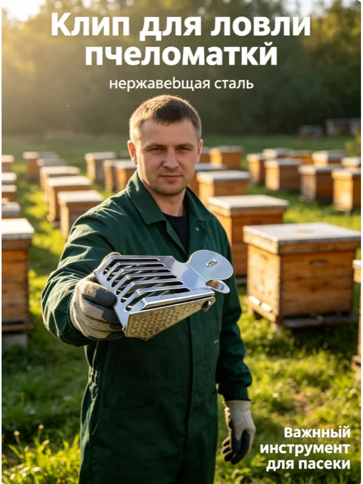 Клип для ловли пчеломатки нержавеющая сталь, серый