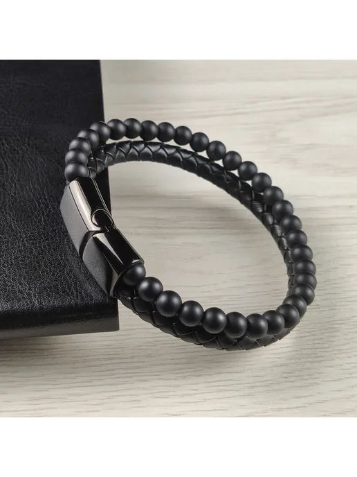 jiangmingao Мужской браслет-цепочка mosha stone 18,5 см, черный