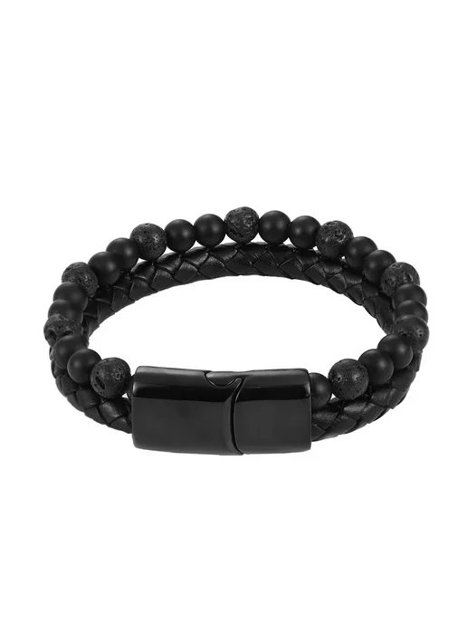 jiangmingao Мужской браслет-цепочка из камня black 22 см, черный