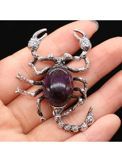 Нет бренда Брошь Скорпион с аметистом, металл Amethyst