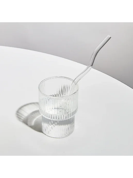 Floriddle Decor Стеклянный стакан с водой и соломинкой, цвет 1PC wave clear, вариант