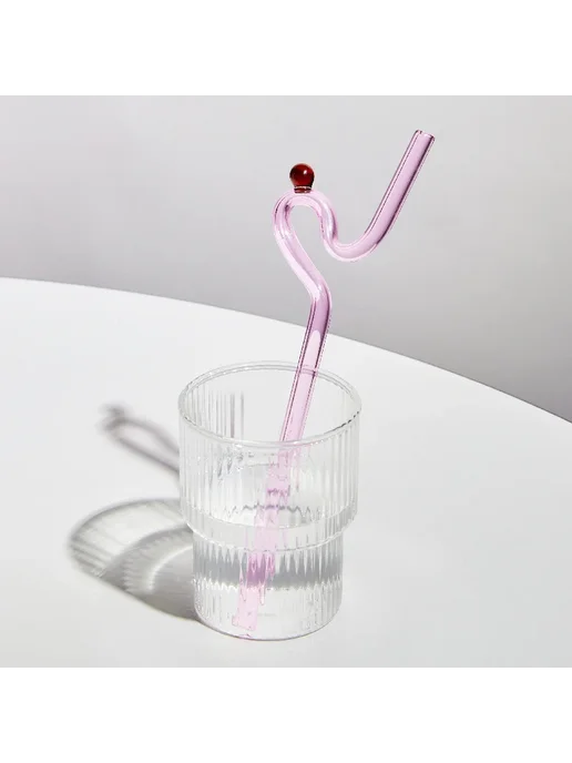 Floriddle Decor Цветные стеклянные соломинки Розовый, 1PC pi, розовый