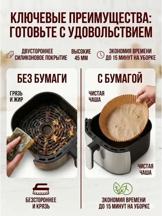 эльдик Бумажные формы для аэрогриля круглые, 20 см, 50 шт, 50 шт, фото 3