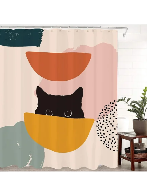Нет бренда Занавеска для душа Abstract Cat, цвет 3282SD, вариант, фото 2
