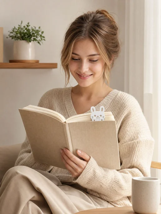 Закладка для книг и ежедневников Милый кролик, белый, фото 7