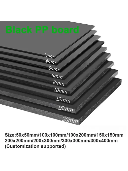 Нет бренда Черные пластиковые листы из полипропилена 300x400x4mm 1Pcs, 1 шт
