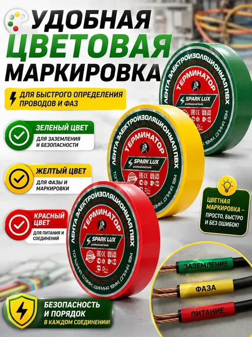 ЛОЛ15 Изолента ПВХ 18 мм х 18 м для проводки, 18 м, фото 4