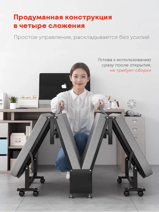 yoto Раскладушка-трансформер с матрасом на колесах, черный, фото 7