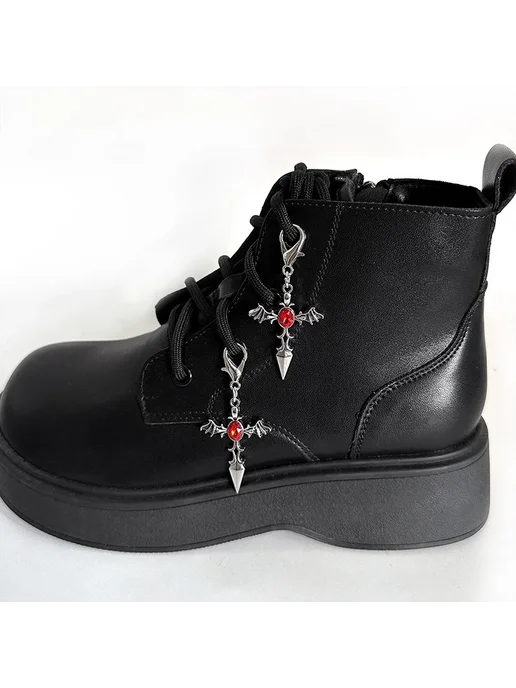 Нет бренда Ботинки черные с подвесками Style3-2Pcs, черный, фото 4