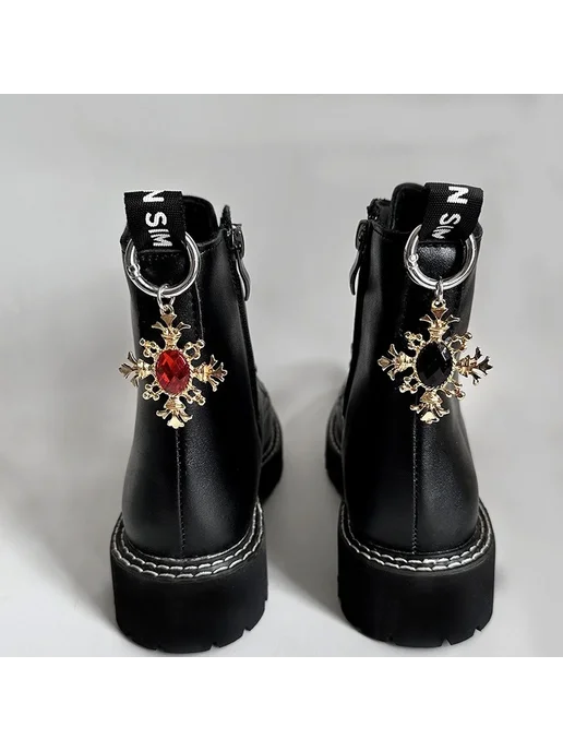 Нет бренда Ботинки черные с подвесками Style3-2Pcs, черный, фото 6