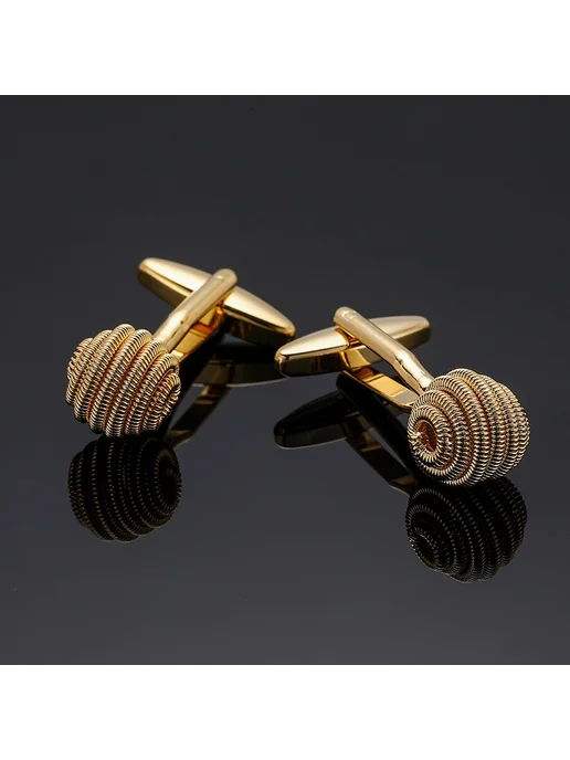 XKZM auspicious Мужские запонки золотистого цвета, knot, золотой, фото 6