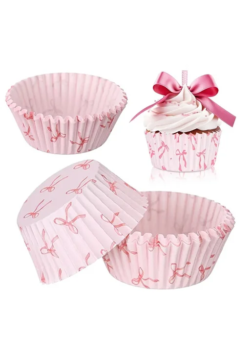 Нет бренда Вкладыши для кексов с бантом, Cake set A, розовый, фото 2